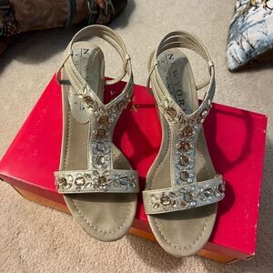 New York Transit Vibrant Champagne Low Wedges Size 8